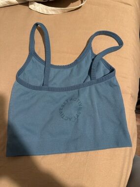 Set Active Ribbed Blue Tank Top with Subtle Logo